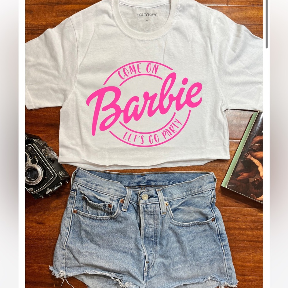 White Barbie crop top